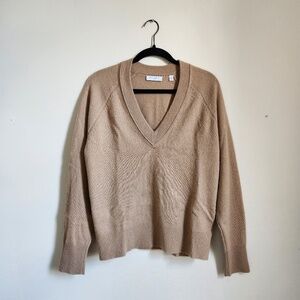 Equipment Cashmere V-Neck Sweater Tan Size Medium